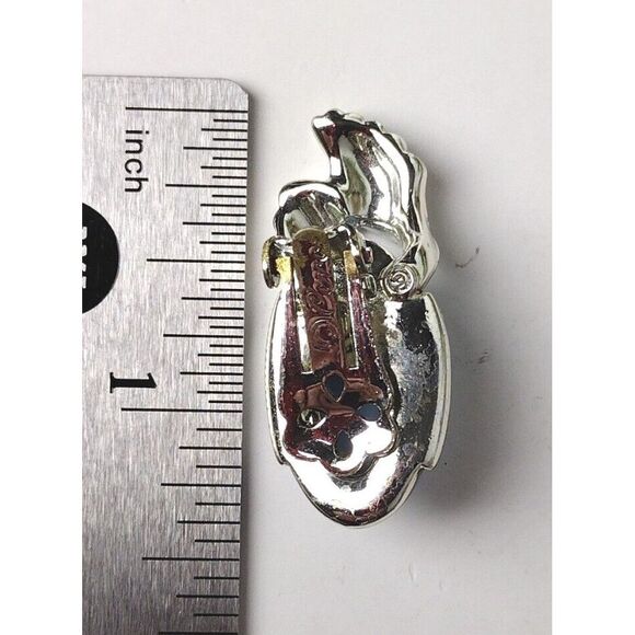 Vintage Signed Coro Blue Cabochons Clip On Silver Toned Earrings - Picture 4 of 5